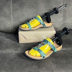 Vionic Women's Jeweled Cork Sandals Adjustable Snake Print Straps Size 7 Green‎